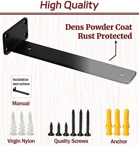 10 Inch Shelf Brackets, 10 Pack Floating Shelf Bracket, 1/5" Thick