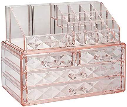 ZHIAI Stackable cosmetic organizer with drawers, easy to organize cosmetic products accessories Suitable for vanity, toi