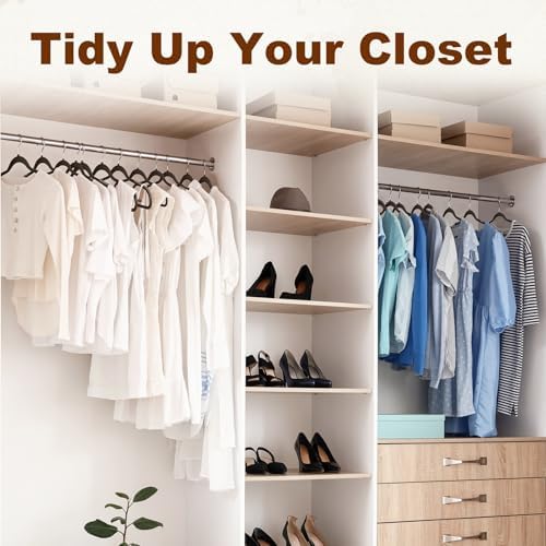 HOUSE DAY Non Slip Plastic Clothes Hangers 60 Pack with Rubber Pads, Black