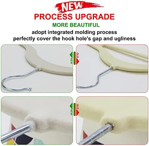 50+10 Pack Non-Slip Velvet Hangers Suit Clothes Hanger Space Saving Hangers 15~20LBS Heavy Duty Hangers 16.5inch
