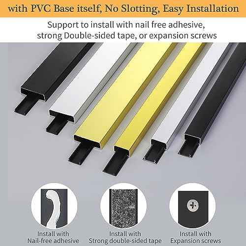 Aluminium Alloy U Shape Edge Trim Strip Decoration Profiles with Base, Metal Cable Raceway Cord Cover Channel, Ceramic T