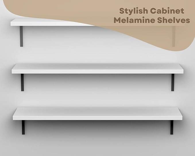 White Cabinet Shelves Melamine 1/2'' Thick, Custom, Cut to Size. (18'' Depth x 19' Inches Length)