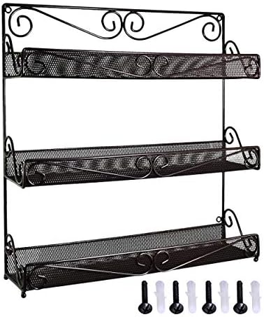 AMT 3 Tier Nail Rack, Pack Metal Wall Mount Organizer, Essential Oils Organizer, Pantry Cabinet Door Shelf Storage. Hang