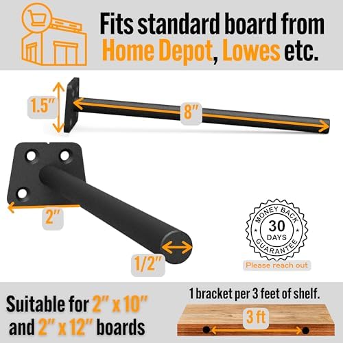 EVALD 8 Inch Floating Shelf Brackets, Hidden Shelf Brackets for Floating Shelves, Heavy Duty Shelf Bracket with Screws &