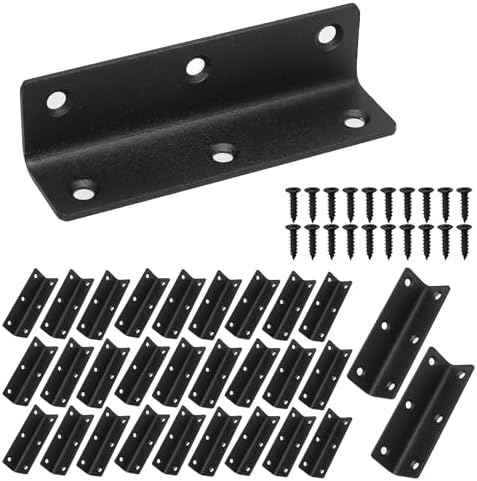 L Bracket, Heavy Duty Corner Brace, 30 Pack 4" Metal Shelf Bracket Angle Bracket for Shelves, Black L Brackets for Wood,