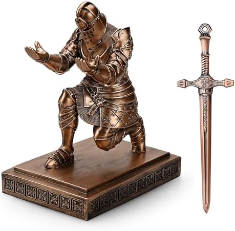 King's Guard Knight Pen Holder with a Letter Opener Desk Organizers Copper