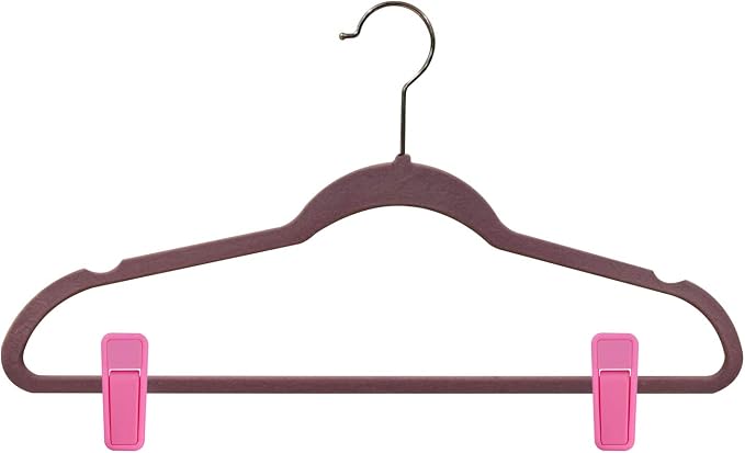 Premium Heavy Duty ABS Plastic Slim-line Hanger Set of Finger Clips for Velvet Hangers - 20 Pack (Pink)