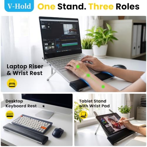 Laptop Stand for Desk, Adjustable Laptop Riser with Wrist Rest