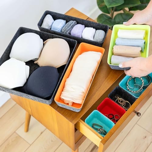 Three by Three Seattle Recycled Felt Storage Bins, Set of 8 – Multicolor