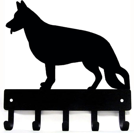 German Shepherd #1 Key Holder for Wall - Small 6 inch Wide with 5 Hooks - Made in USA
