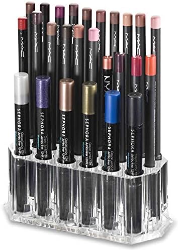 Acrylic Eyeliner Organizer & Lip Liner Organizer 26 Space Storage 20 Standard 6 Jumbo Cosmetic Pencil Makeup Display Cas