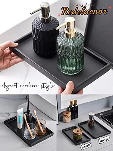 Ceramic Makeup Tray Redelaenor, Black Bathroom Accessories Holder for Kitchen Sink Organizer and Home Decorative Tray Re