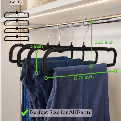 ZAKUTO Velvet Pants Hangers 50 Pack – Non-Slip Space Saving with 20 Hooks