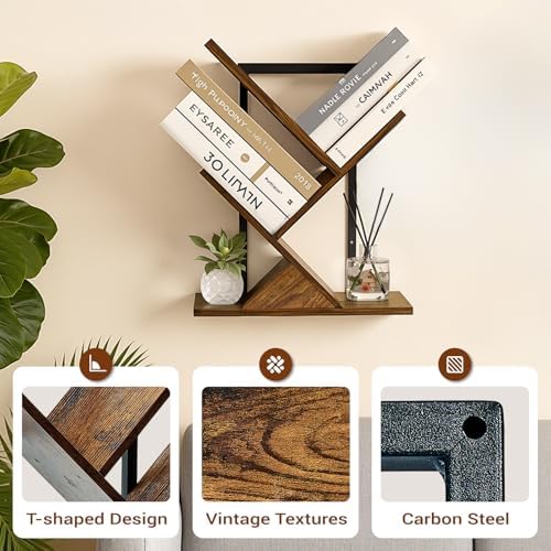 3-Tier Tree Book Shelves for Wall, Small Wall Mounted Shelves, Unique Hanging Bookshelf Storage Rack, Floating Bookshelv