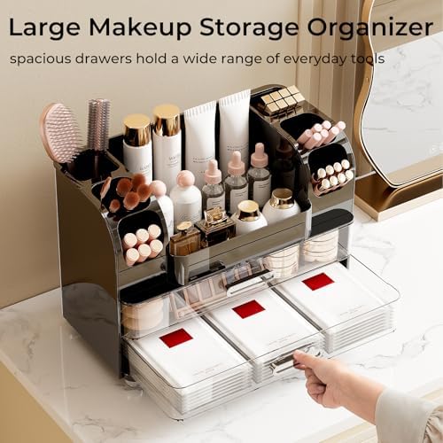 UFORU Makeup Organizer Countertop with 2 Large Drawers for Vanity Bathroom