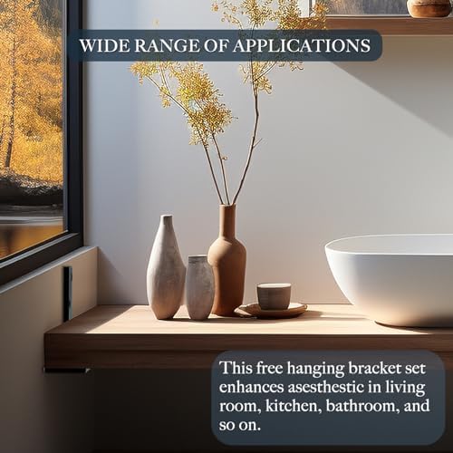 Free Hanging Countertop Support Bracket 12" Lx2.5 W 3 Pack Heavy Duty Hidden Floating Wall Shelf Bracket 3/8" Thick for 