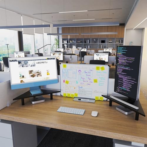 2 Pack White Corner Monitor Stand, Triangle/Square Adjustable Height Riser, 27-inch Universal Desktop Shelf for Computer