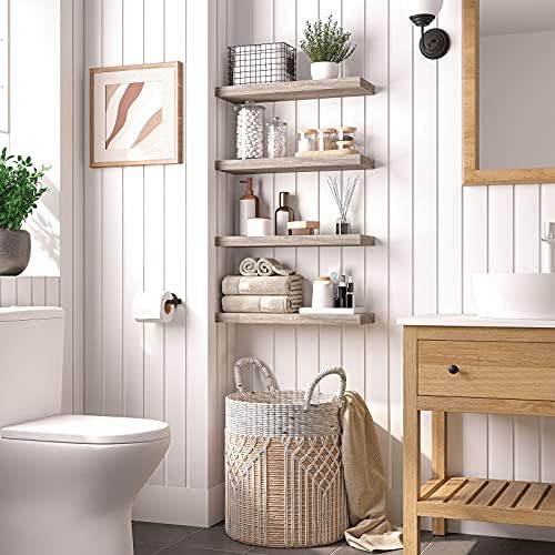 HOOBRO Floating Shelves for Wall, Wall Mounted Shelf Set of 2, 23.6" Hanging Shelf with Invisible Brackets, for Wall in 