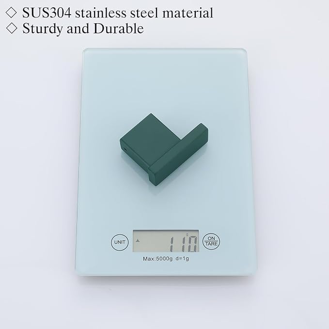 RANDOM Dark Green Towel Hooks for Bathrooms Square Shower Hooks Stainless Steel Wall Mount Coat Hooks.96009-8DKG