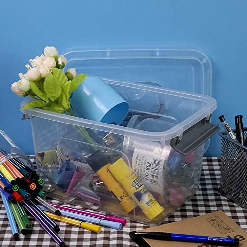 Bringer Plastic Storage Bins with Lids 6-Pack, 6 Quart Clear Organizer Bins