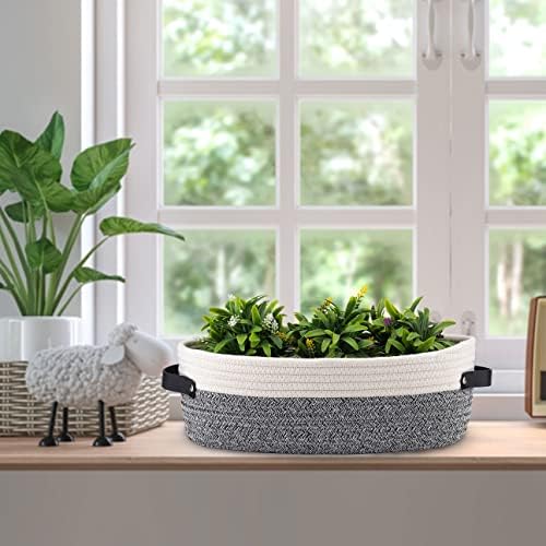 2 Pack Small Cotton Rope Woven Basket Toilet Paper Baskets for Organizing Decorative Basket for Boho Decor Small Storage