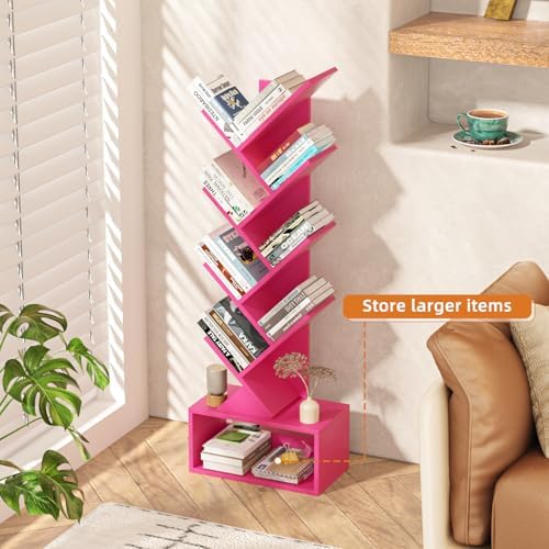 SHEEPAM 9-Tier Tree Bookshelf Floor Standing Narrow Space Storage Bookcase
