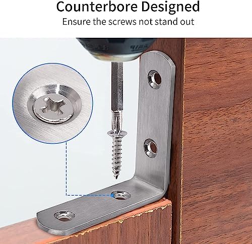 YUMORE L Bracket Corner Brace, 65×65mm, Heavy Duty Stainless Steel, 6 Pack