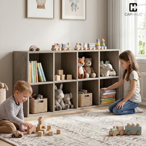 Fencer Wire 11-Inch Cube Storage Organizer Shelf w/Back, with Exterior Edge, Room Storage Shelves Divider, Bookcase, 8-C