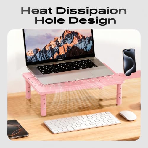 Computer Monitor Stand Riser for Desk, 3 Height Adjustable PC Laptop TV Desktop Monitor Stand Shelf, Metal Printer Table