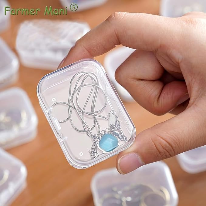 12 Pack Rectangle Plastic Clear Storage Containers Box (2.52 x 1.73 x 0.79 Inch), Small Bead Organizer for Small items, Crafts, Beads, Coins, Jewelry and Business Cards