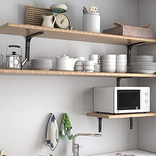 SAYAYO Wall Shelf Bracket Black, 4 Inch Heavy Duty L Bracket for Wood