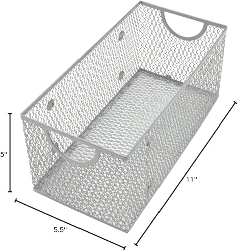 YBM Home Wire Mesh Storage Basket Organizer for CD and DVDs - 2 Pack
