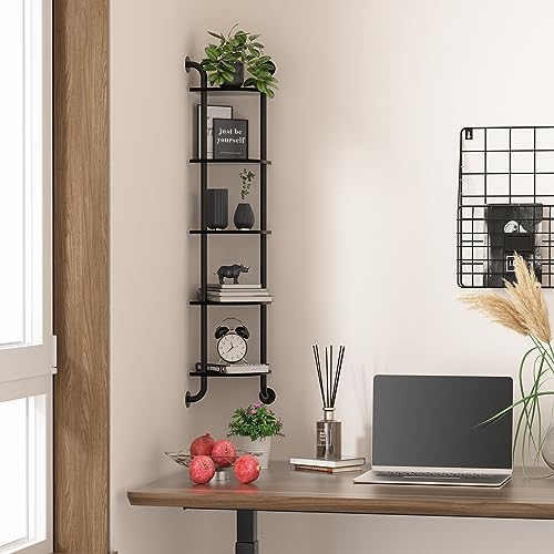 Tinpin 5 Tier Corner Shelf Wall Mount Rustic Industrial Floating Shelves