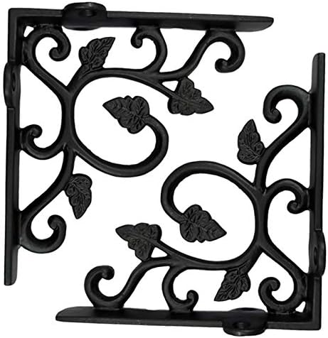 Adonai Hardware "Meshezaheel Brass Decorative Shelf Bracket (Supplied as 2 Pieces per Pack) - Black Powder Coated