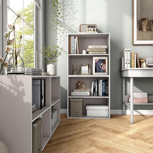 Homes: Inside + Out Apexa 2-Tier Cube Storage Organizer Shelves, Stackable Wood Bookcase Fits Cubby Bins for Organizatio