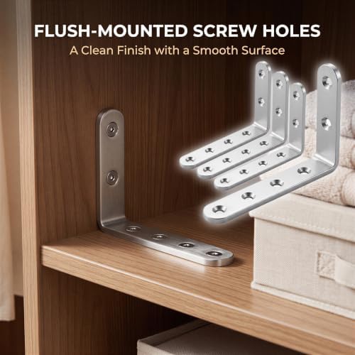 25Pcs Stainless Steel Angle Brackets 3”x 5” Heavy Duty Corner Brackets
