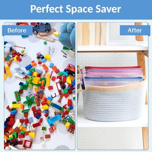 Sooez 24 Pack Super Large Mesh Zipper Pouch Bags, B4 (15.6×11.2 in) Pencil Pouch Bulk with Label Pocket, Waterproof Organizers for Board Game Storage, File Bags for School, Travel & Office, 12 Colors