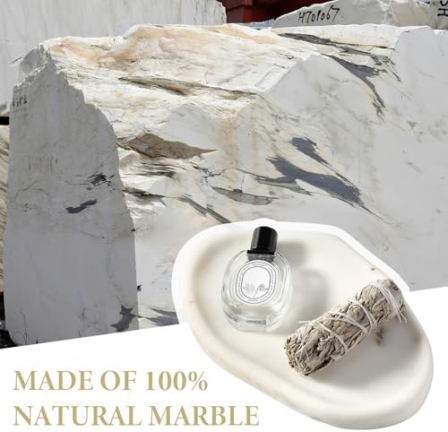 Koville Luxurious White Marble Vanity Tray, Cloud Shape Serving Stone Key Tray for Home Decor, 10"x7" Bathroom Marble St