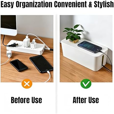 1 Large + 1 Small Cable Management Box Set – 2-Piece Cord Organizer Box, Home Office Desk Wire Storage & Cable Managemen