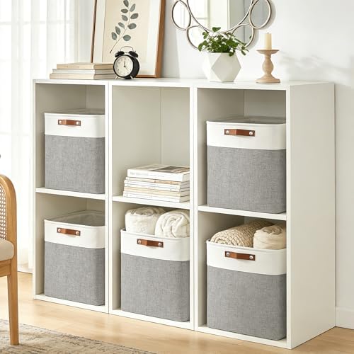 Bagnizer Large Fabric Storage Baskets | 50L Storage Bins, Decorative Linen Closet Baskets with Handles for Organizing, S