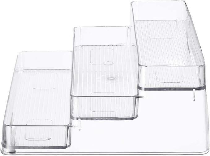 Home Intuition 3-Tier Spice Rack Step Shelf Cabinet Organizer, Clear (2)