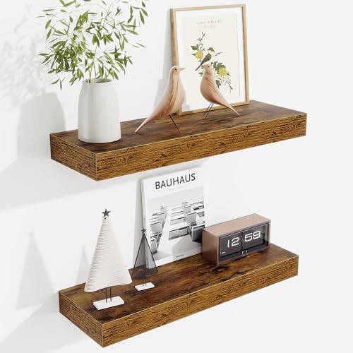 Fun Memories Floating Shelves Bathroom for Wall Mounted Shelves, 20 Inch Wood Shelf Set of 2, Home Storage & Display Dec
