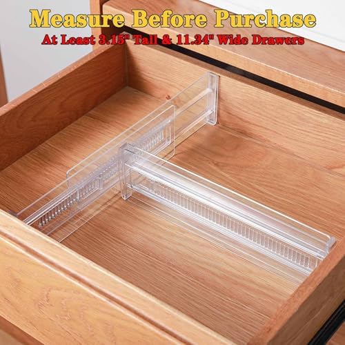 Drawer Dividers for Clothes,3.15" High 11.34"-19.69"(4pcs, white‌)