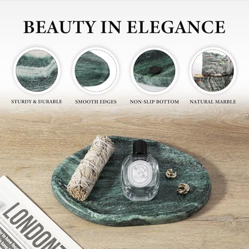 Koville Green Marble Cloud Shape Vanity Tray, Serving Stone Key Tray for Home Decor, 10" x 7" Luxurious Natural Marble S
