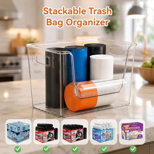 2-Pack Trash Bag Holder Dispenser with Bamboo Lid