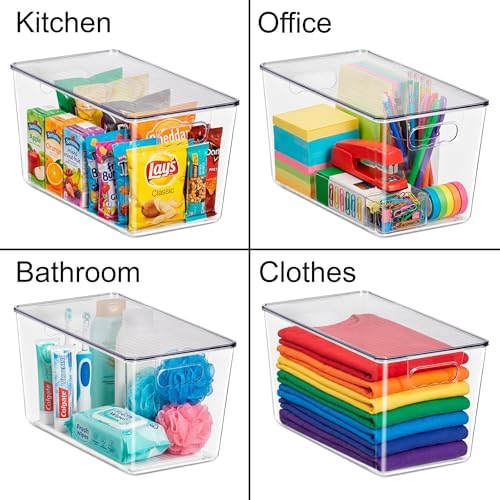 Sorbus Clear Storage Bins with Lids for Kitchen (Extra Large, 10 Pack)