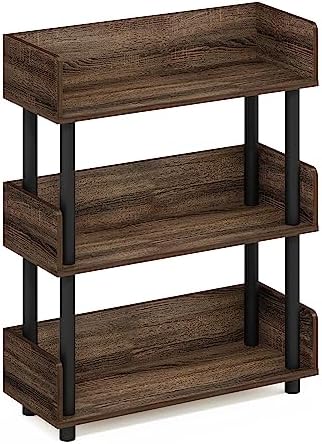 Furinno TURN-N-TUBE Display Shelf, 3-Tier Storage Shelves with Side Panels, Open Shelves Book Shelf with Rounded Corner 