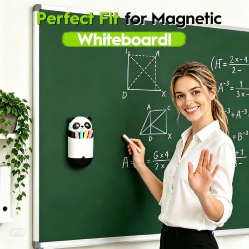 KITANIS Cute Panda Magnetic Pen Holder,2 Pack Magnetic Dry Erase Marker Holder,Magnet Storage Marker Pen Pencil Organizer for Refrigerator,Whiteboard,Locker Accessories