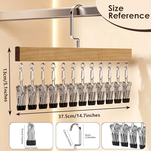 2 Pack Wooden Pants Hangers，Light Natural Wood (Wood Colour)