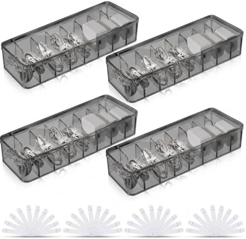 Tatuo Cord Organizer for Drawer Desktop, Gray, 4 Pack